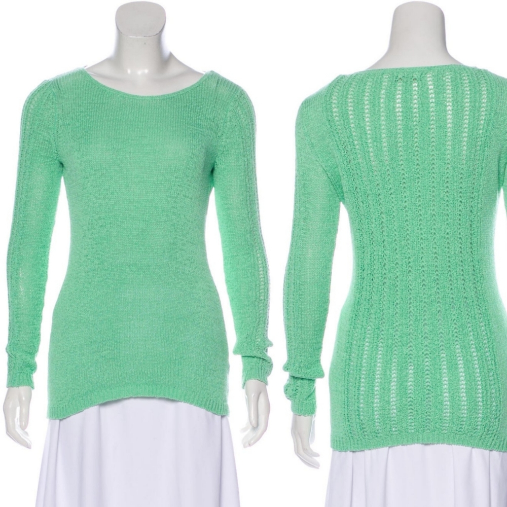 Rachel Zoe Mint Green Karla Open Knit Lightweight Sweater